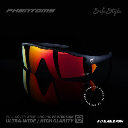 SAFESTYLE PHANTOMS MATTE BLACK FRAME REFLECTORS RED LENS - The Work Pit