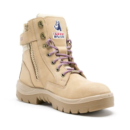 STEEL BLUE SOUTHERN CROSS ZIP LADIES BOOT - SAND - The Work Pit