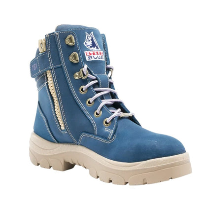 STEEL BLUE SOUTHERN CROSS ZIP LADIES BOOTS BLUE - The Work Pit