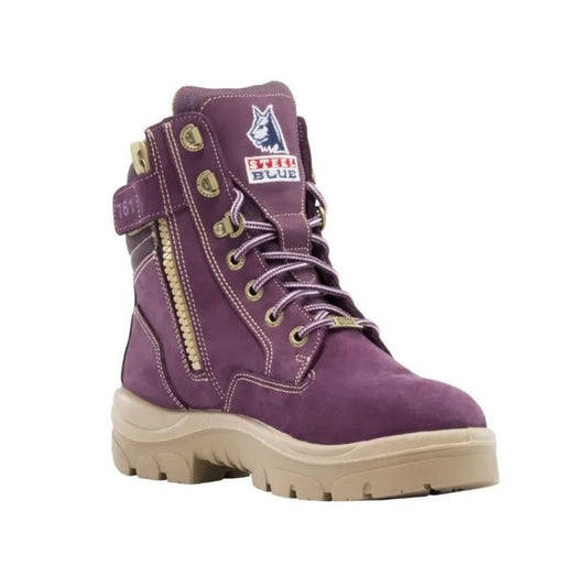 STEEL BLUE SOUTHERN CROSS ZIP LADIES BOOTS PURPLE - The Work Pit