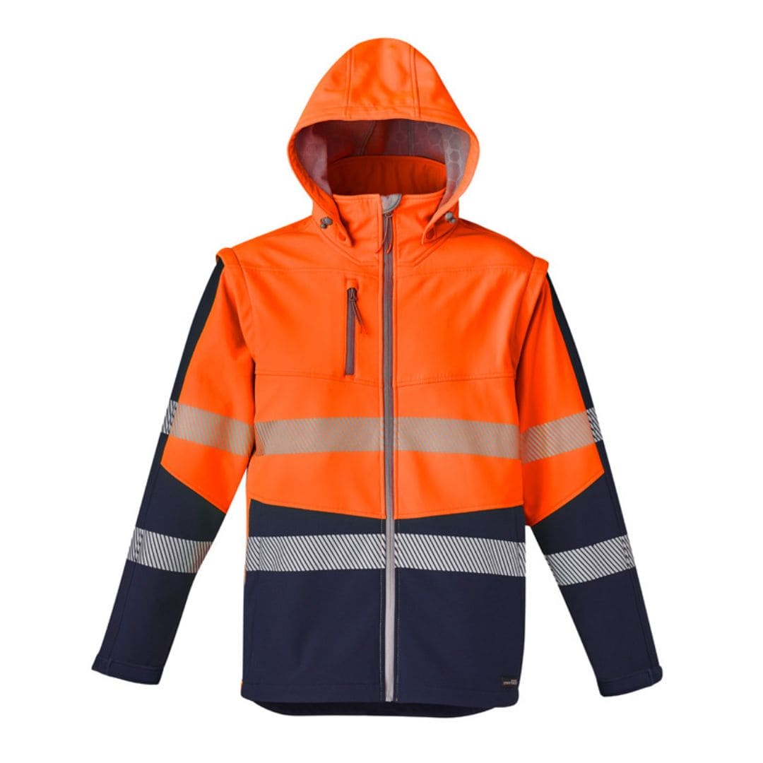 SYZMIK UNISEX STREETWORX 2 IN 1 STRETCH SOFTSHELL JACKET - ORANGE/NAVY - The Work Pit