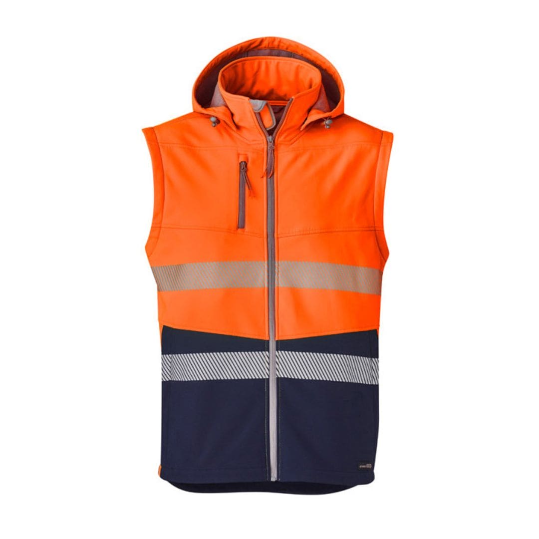 SYZMIK UNISEX STREETWORX 2 IN 1 STRETCH SOFTSHELL JACKET - ORANGE/NAVY - The Work Pit