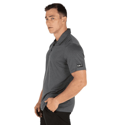 UNIT MENS ELITE FLEX POLO SHIRT CHAR HEATHER - The Work Pit