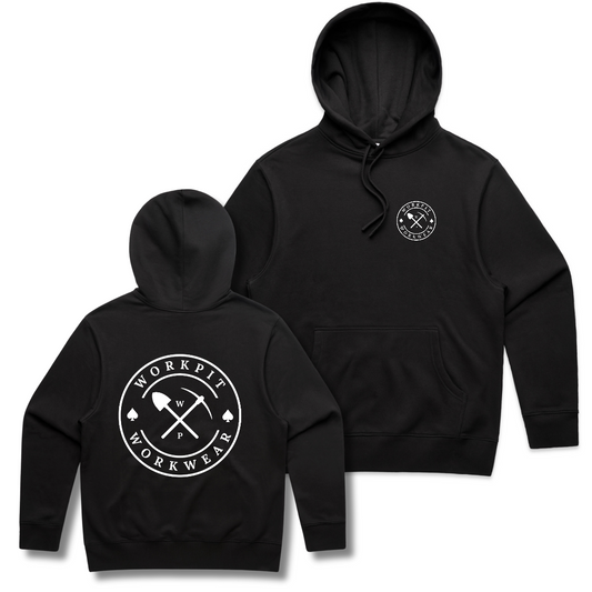 WORKPIT PICK & SHOVEL PULLOVER HOODIE - BLACK