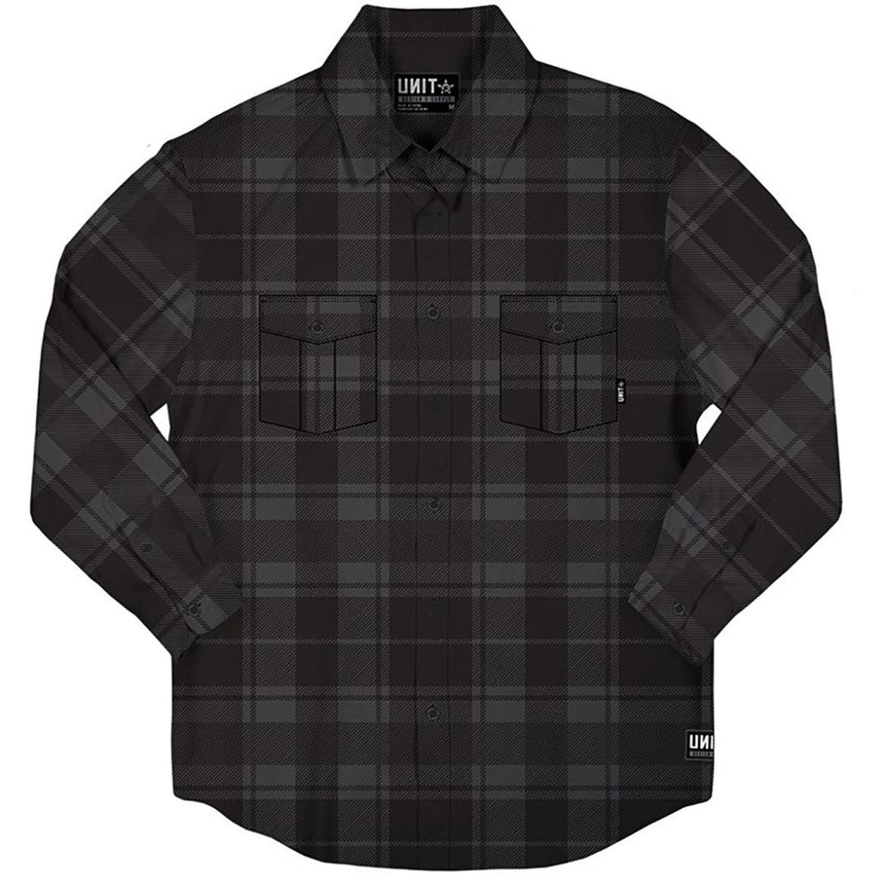 UNIT WOODFORD FLANNEL SHIRT CHARCOAL - The Work Pit