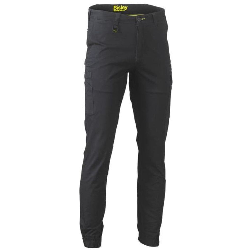 BISLEY MENS COTTON STRETCH CARGO CUFFED PANT BLACK - The Work Pit