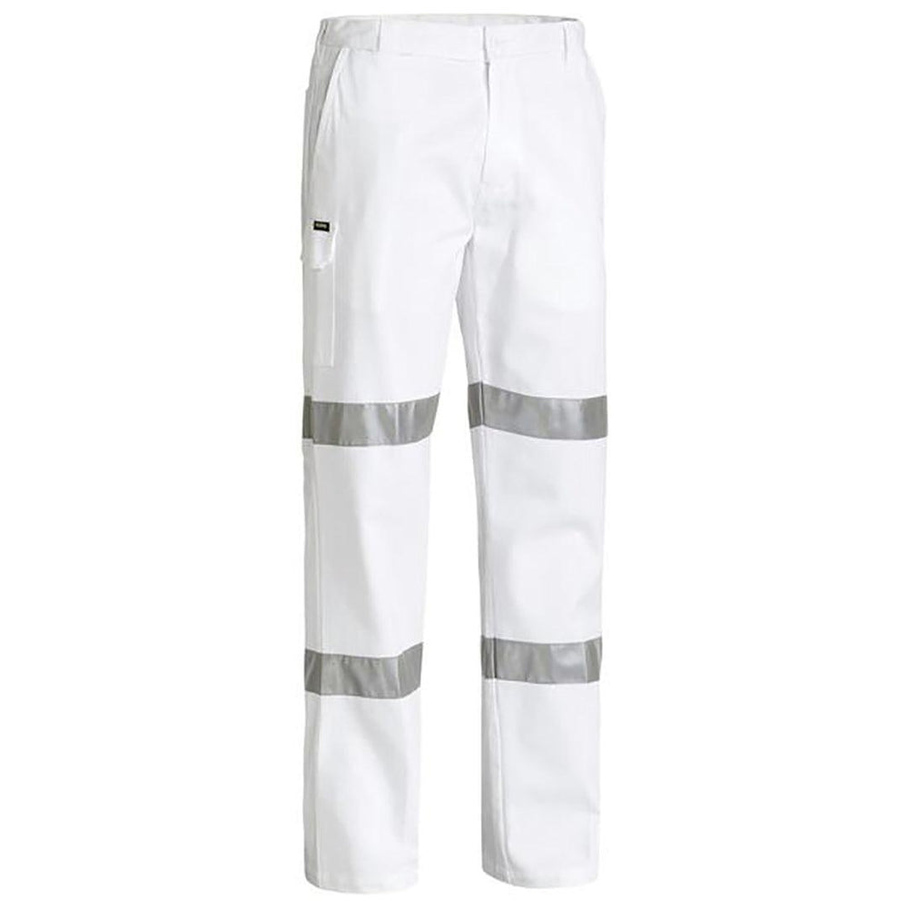BISLEY TAPED NIGHT SAFETY PANTS WHITE - The Work Pit
