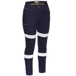 BISLEY WMNS TAPED MID RISE STRETCH COTTON PANTS NAVY - The Work Pit
