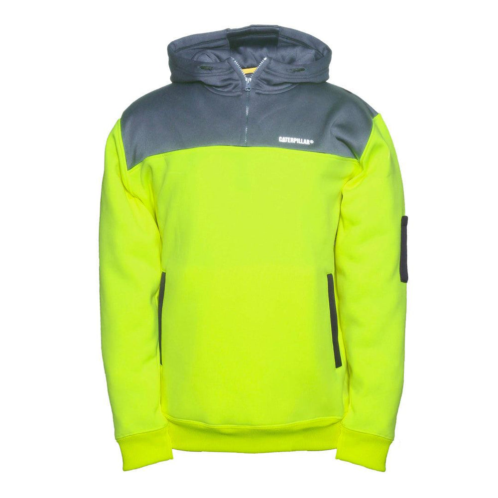 CAT HI VIS HOODIE YELLOW/GREY - The Work Pit