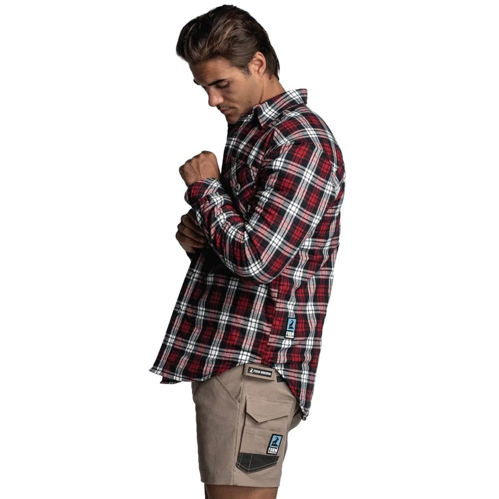 FORM WORKWEAR QUILTED CHECK FLANNEL SHIRT RED - The Work Pit