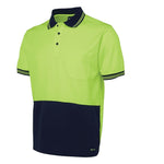 JB HI VIS SS POLO LIME/NAVY - The Work Pit