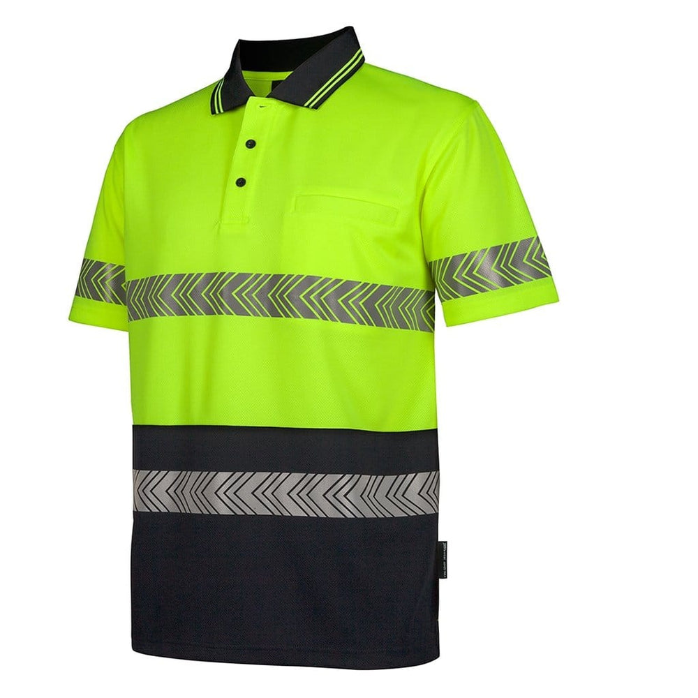 JB HI VIS W/SEGMENTED TAPE POLO LIME/NAVY - The Work Pit