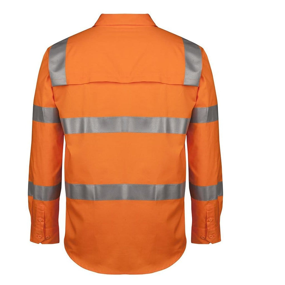 JB WEAR HI VIS (D+N) L/S 150G AUST RAIL WORK SHIRT ORANGE - The Work Pit
