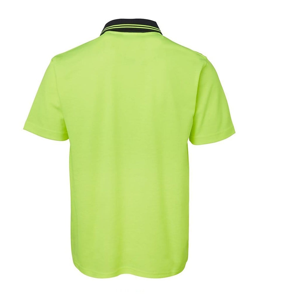 JB WEAR HI VIS NON CUFF S/S COTTON BACK POLO LIME/NAVY - The Work Pit