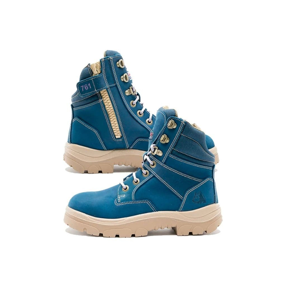 STEEL BLUE SOUTHERN CROSS ZIP LADIES BOOTS BLUE - The Work Pit